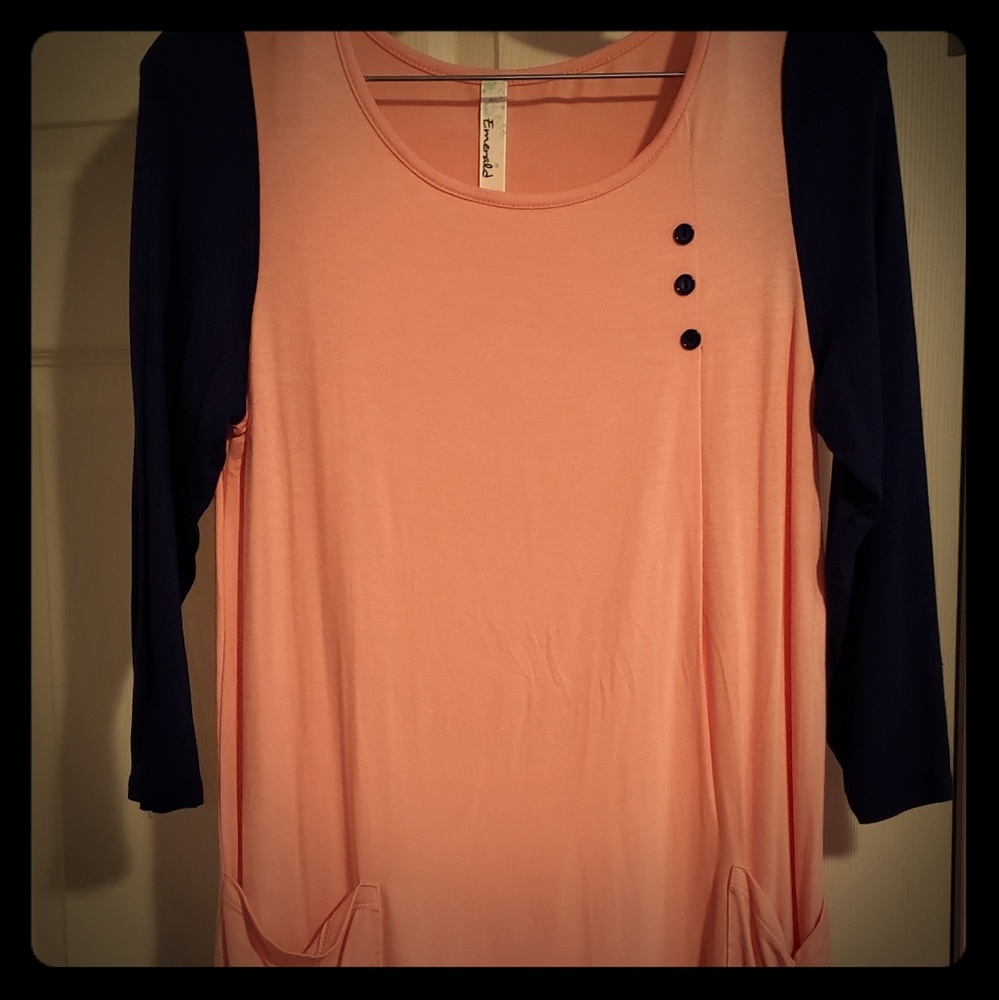Coral and Navy Tunic